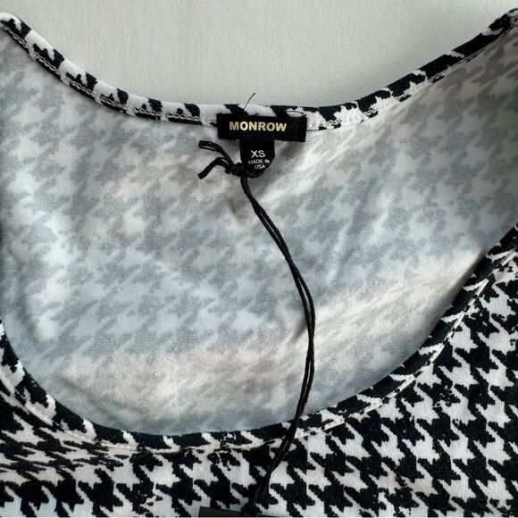 Monrow Black White Houndstooth Jersey Midi Dress Size X-Small NWT - Picture 3 of 7